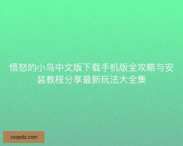 愤怒的小鸟中文版下载手机版全攻略与安装教程分享最新玩法大全集