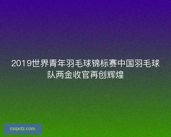 2019世界青年羽毛球锦标赛中国羽毛球队两金收官再创辉煌