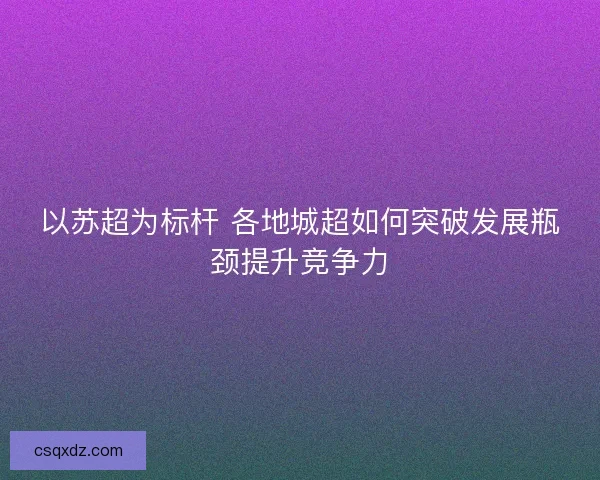 以苏超为标杆 各地城超如何突破发展瓶颈提升竞争力
