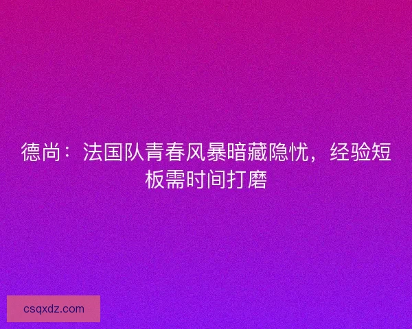 德尚:法国队青春风暴暗藏隐忧,经验短板需时间打磨 德尚:法国队青春风暴暗藏隐忧,经验短板需时间打磨