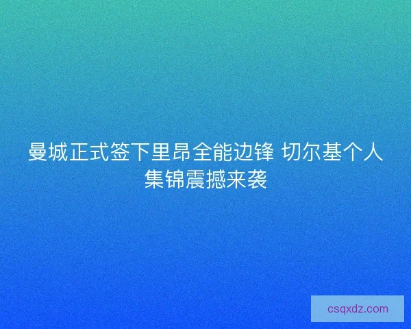 曼城正式签下里昂全能边锋 切尔基个人集锦震撼来袭